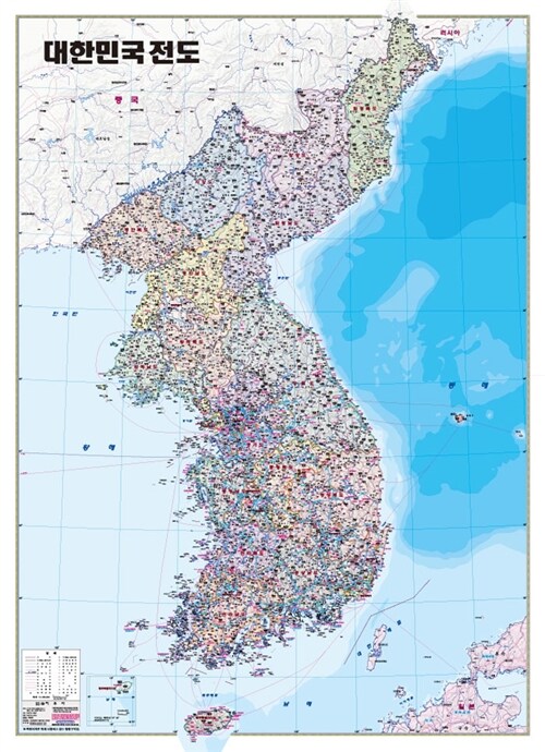 대한민국전도 : 행정 (코팅 원지-부착용) : 단면 (축척 1:1,050,000)