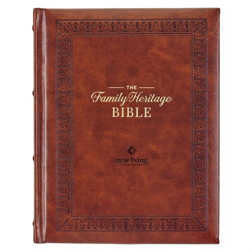NLT Family Heritage Bible, Large Print Family Devotional Bible for Study, New Living Translation Holy Bible Faux Leather Hardcover, Additional Interac (Leather)