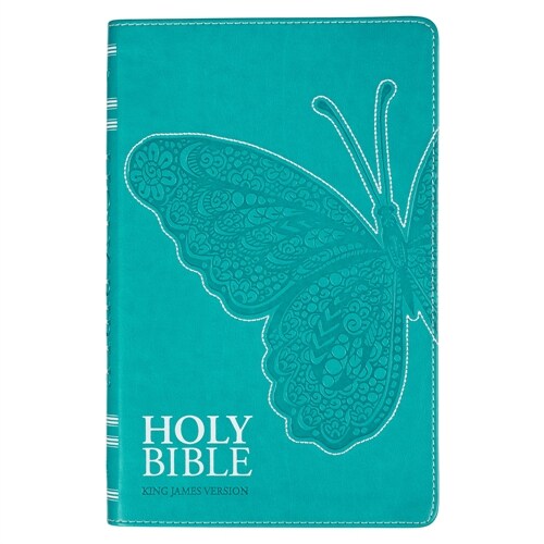 KJV Holy Bible, Gift Edition for Girls/Teens King James Version, Faux Leather Flexible Cover, Teal Butterfly (Leather)