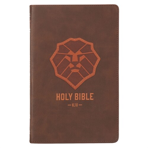 KJV Kids Bible, 40 Pages Full Color Study Helps, Presentation Page, Ribbon Marker, Holy Bible for Children Ages 8-12, Lion Emblem Faux Leather Flexibl (Leather)