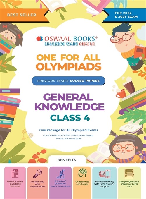 Oswaal One For All Olympiad Previous Years Solved Papers, Class-4 General Knowledge Book (For 2022-23 Exam) (Paperback)