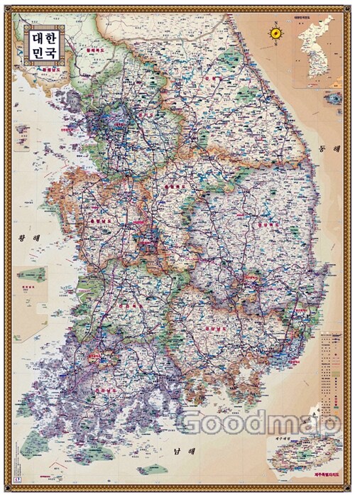 [갈색] GM대한민국지도 클래식골드M 코팅 (K-040)
