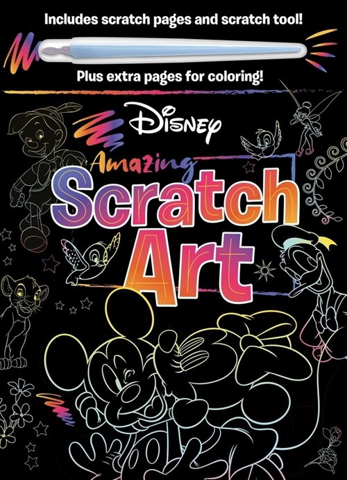 Disney - Amazing Scratch Art: With Scratch Tool and Coloring Pages (Paperback)