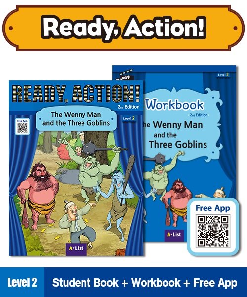 Ready Action Level 2 : The Wenny Man and the Three Goblins (Student Book + App QR + Workbook, 2nd Edition)