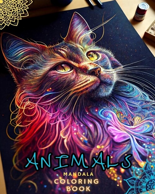 Amazing Animals: Adult Coloring Book, Stress Relieving Mandala Animal Designs (Paperback)