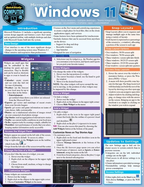 Microsoft Windows 11: Quickstudy Laminated Computer Reference (Other, First Edition)