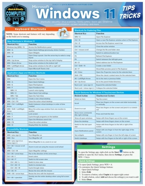 Microsoft Windows 11 - Tips & Tricks: Quickstudy Laminated Computer Reference Guide (Other, First Edition)