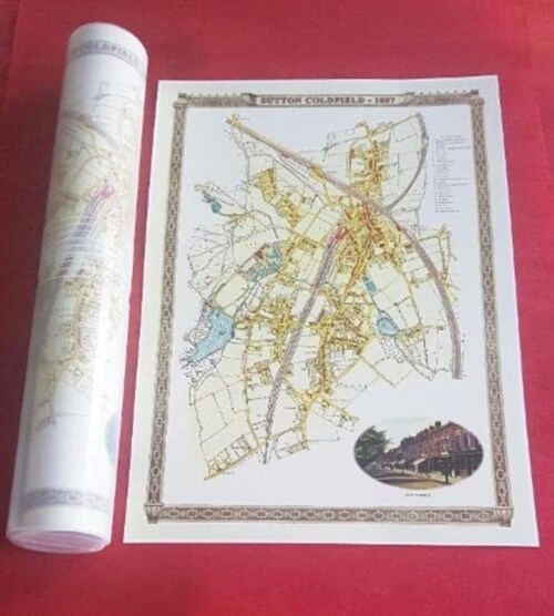 Sutton Coldfield 1887 - Old Map Supplied Rolled in a Clear Two Part Screw Presentation Tube - Print Size 45cm x 32cm (Sheet Map, rolled)