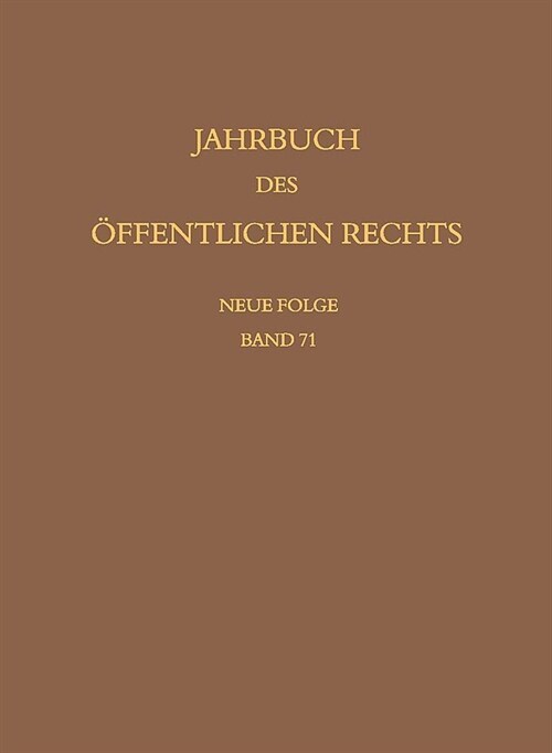 Jahrbuch Des Offentlichen Rechts Der Gegenwart (Hardcover)