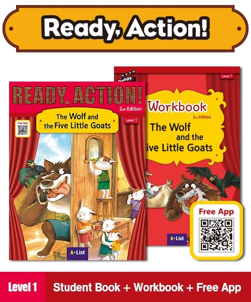 Ready Action Level 1 : The Wolf and the Five Little Goats (Student Book + App QR + Workbook, 2nd Edition)