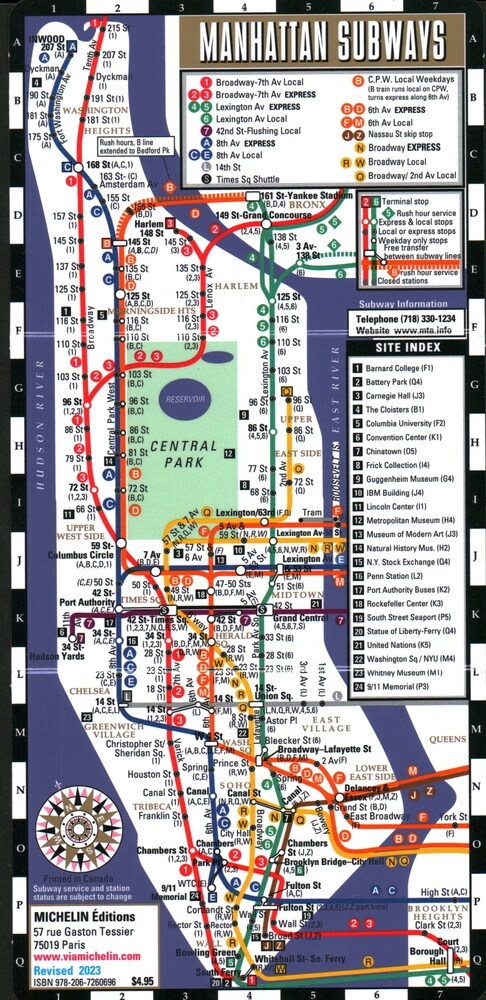 Streetwise Manhattan Bus Subway Map - Laminated Subway & Bus Map of Manhattan, New York (Folded)