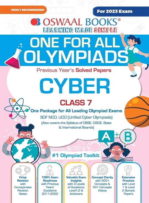 Oswaal One For All Olympiad Previous Years Solved Papers, Class-7 Cyber Book (For 2023 Exam) (Paperback)