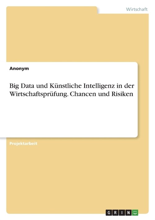 Big Data und K?stliche Intelligenz in der Wirtschaftspr?ung. Chancen und Risiken (Paperback)