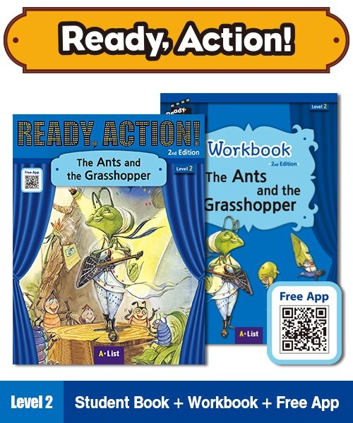 Ready Action Level 2 : The Ants and the Grasshopper (Student Book + App QR + Workbook, 2nd Edition)