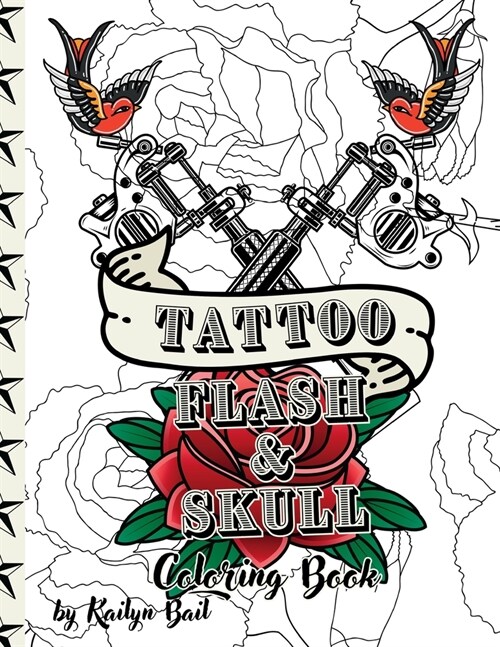 Tattoo Flash and Skull Coloring Book (Paperback)