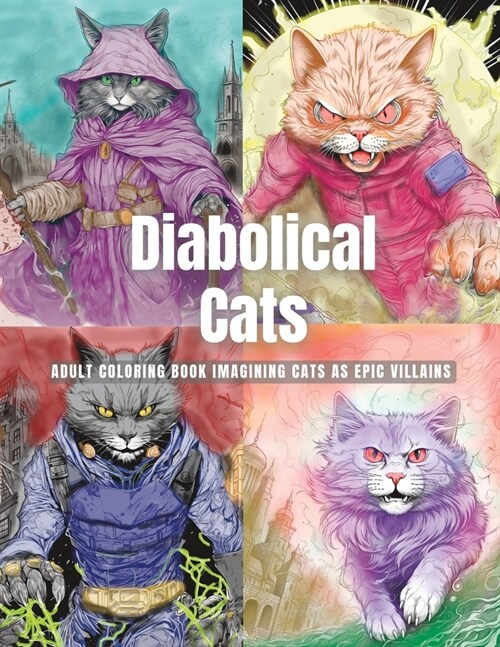 Diabolical Cats: Adult Coloring Book Imagining Cats as Epic Villains (Paperback)
