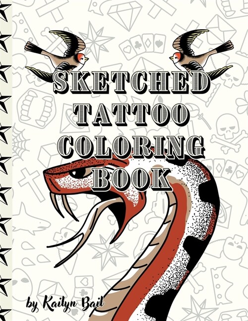 Sketched Tattoo Coloring Book (Paperback)