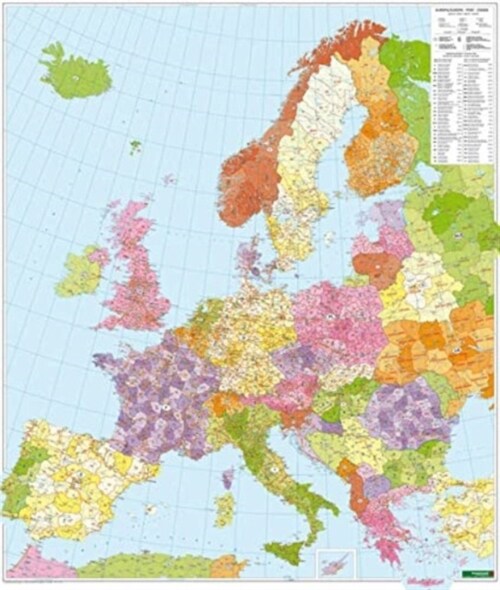 Wall Map Marker Board: Europe Postal Codes 1:3,700,000 (Sheet Map, folded)