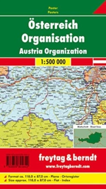Wall map magnetic marker board: Austria organization political 1:500,000 (Sheet Map, folded)