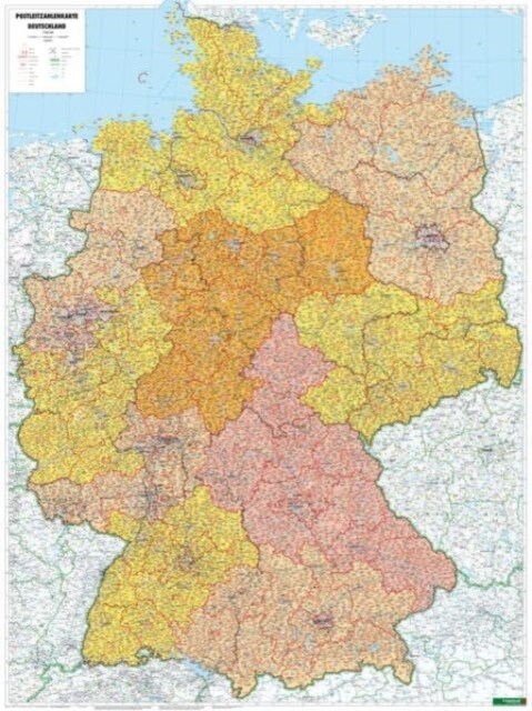 Wall map magnetic marker board: Germany postcodes 1:700,000 (Sheet Map, folded)