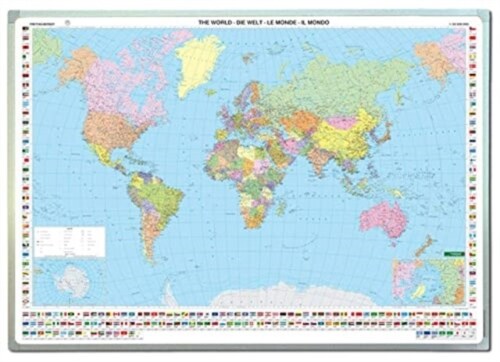 Wall map magnetic marker board: world political international large format, 1:25 mill. (Sheet Map, folded)