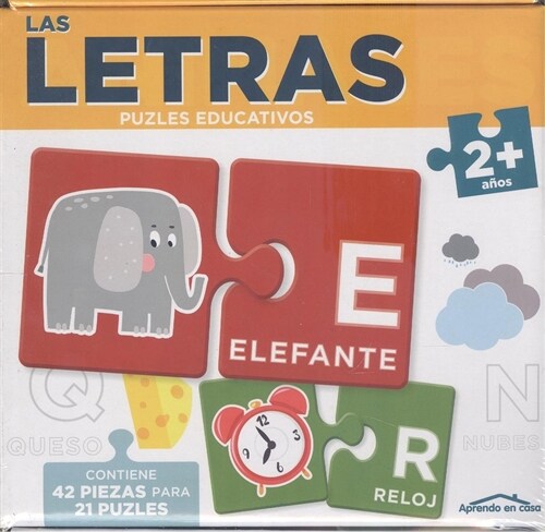  LAS LETRAS (2+ ANOS) - APRENDO EN CASA - PUZLES EDUCATIVOS (42 PIEZAS PARA 21 PUZLES)