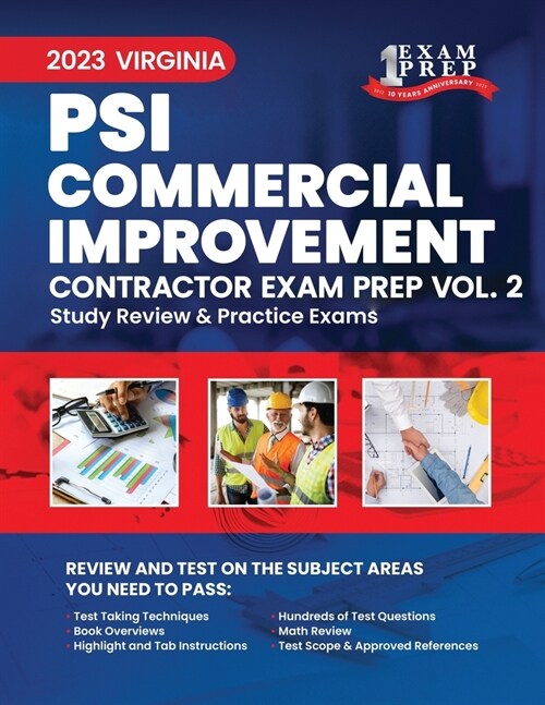 2023 Virginia PSI Commercial Improvement Contractor: Volume 2: Study Review & Practice Exams (Paperback)