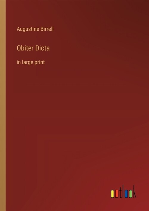 Obiter Dicta: in large print (Paperback)