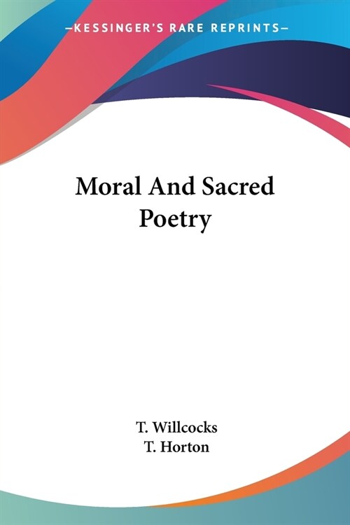 Moral And Sacred Poetry (Paperback)