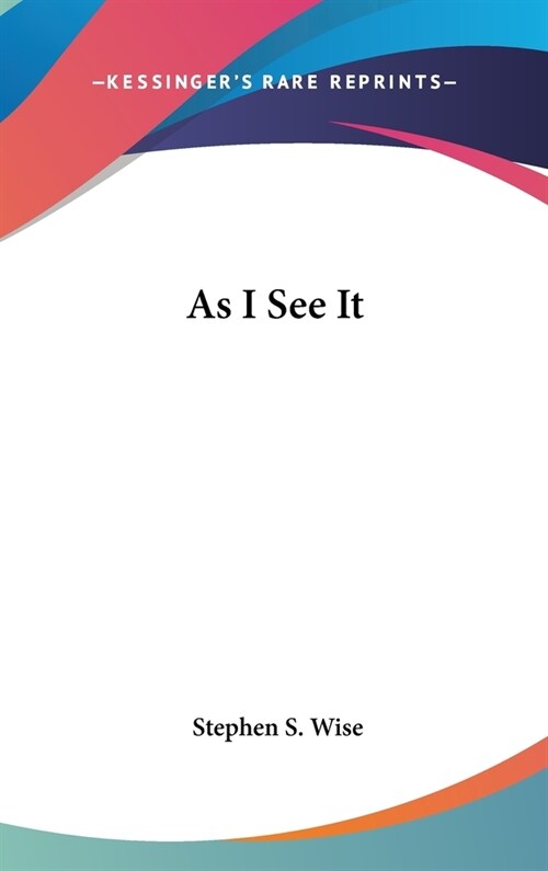 As I See It (Hardcover)