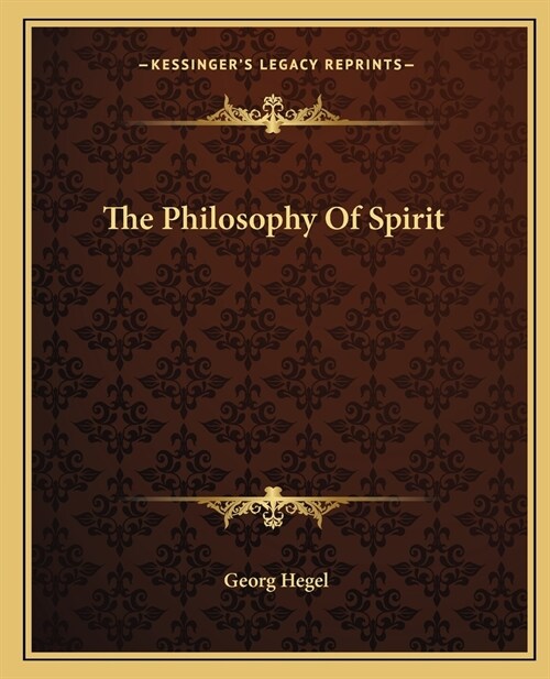 The Philosophy Of Spirit (Paperback)