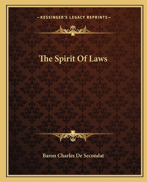 The Spirit Of Laws (Paperback)