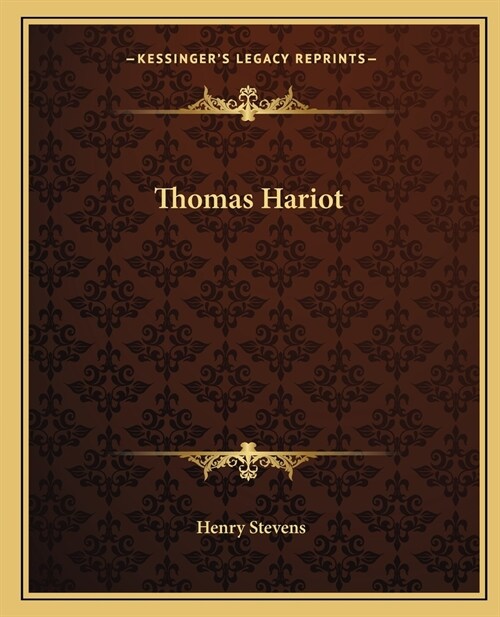 Thomas Hariot (Paperback)