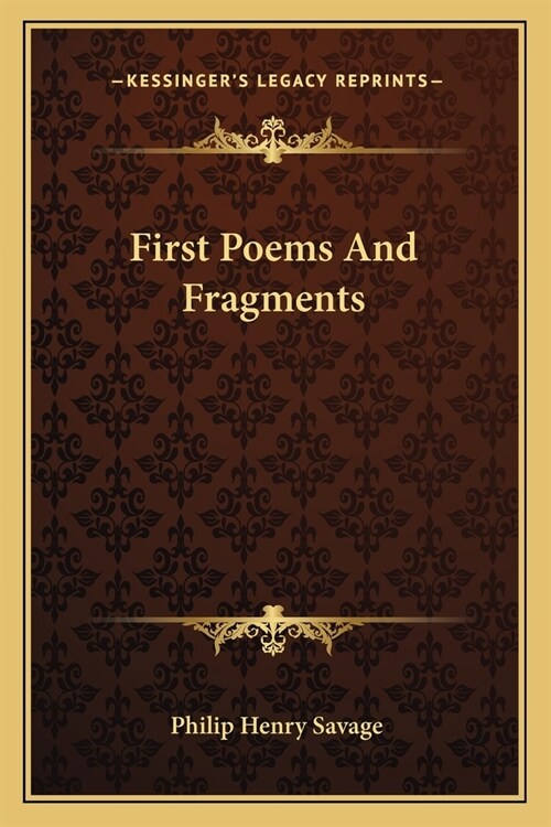 First Poems And Fragments (Paperback)