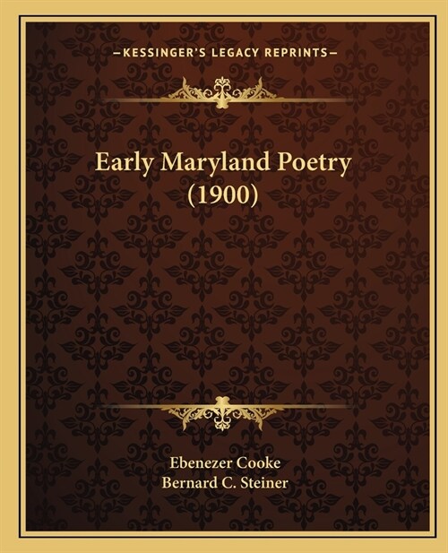 Early Maryland Poetry (1900) (Paperback)