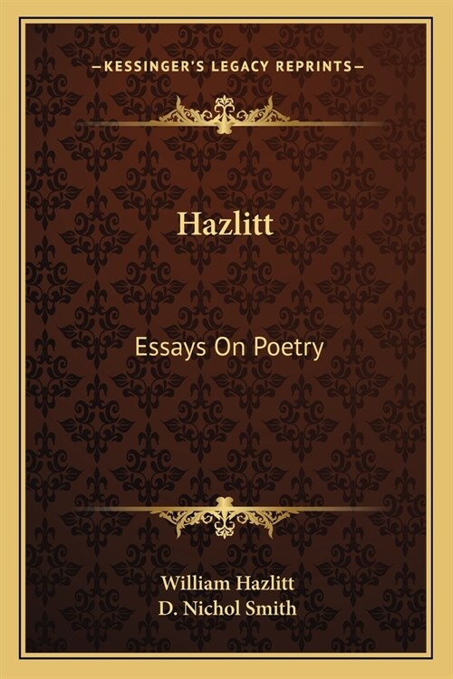 Hazlitt: Essays On Poetry (Paperback)