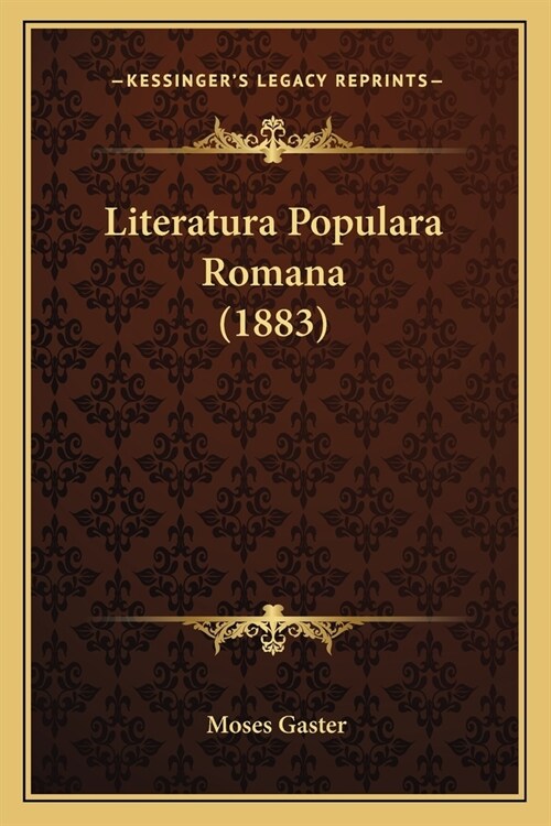 Literatura Populara Romana (1883) (Paperback)