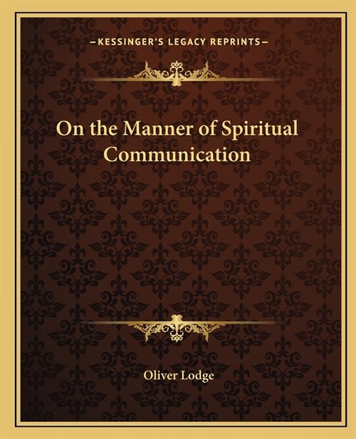 On the Manner of Spiritual Communication (Paperback)