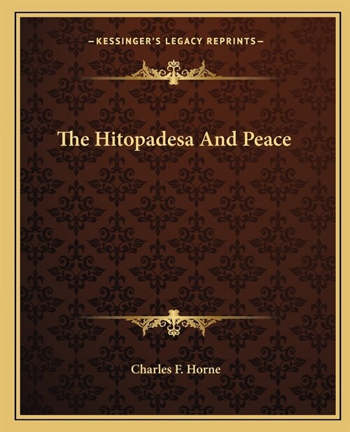 The Hitopadesa And Peace (Paperback)