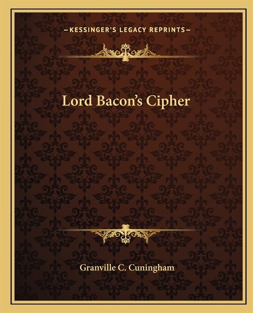 Lord Bacons Cipher (Paperback)