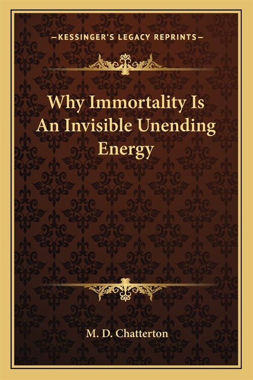 Why Immortality Is An Invisible Unending Energy (Paperback)