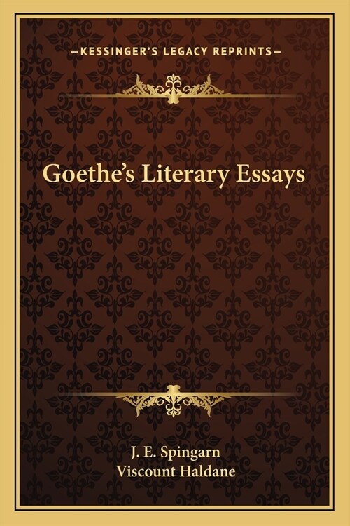 Goethes Literary Essays (Paperback)