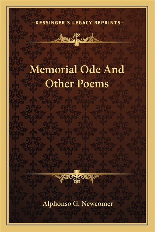 Memorial Ode And Other Poems (Paperback)