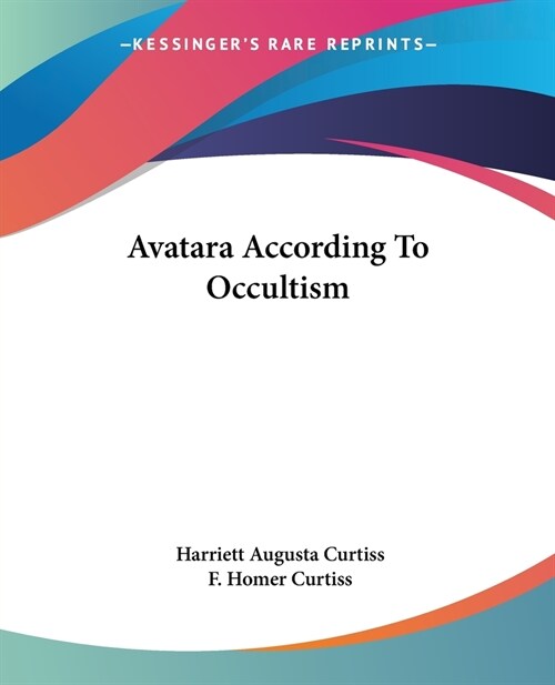 Avatara According To Occultism (Paperback)