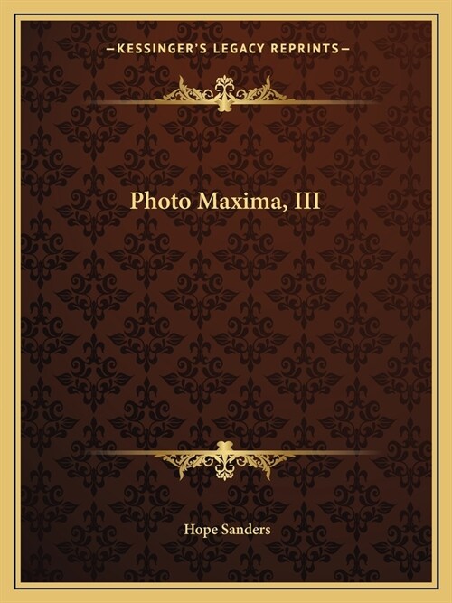 Photo Maxima, III (Paperback)