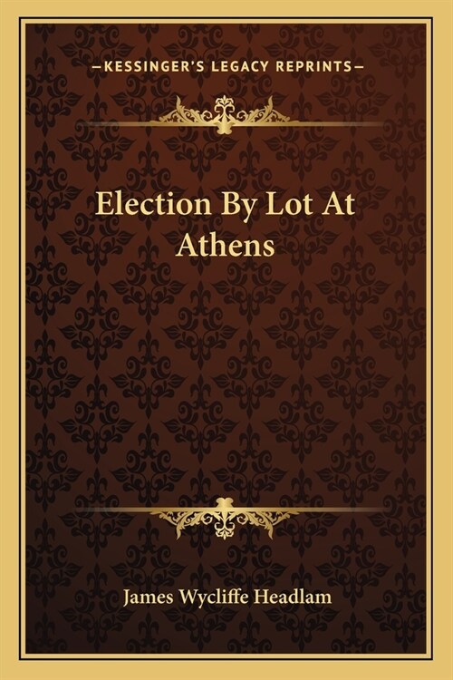 Election By Lot At Athens (Paperback)