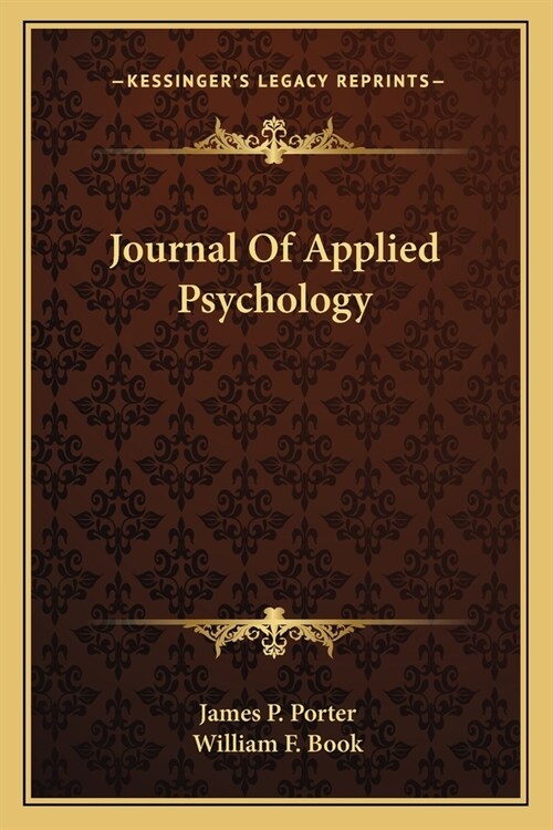 Journal Of Applied Psychology (Paperback)