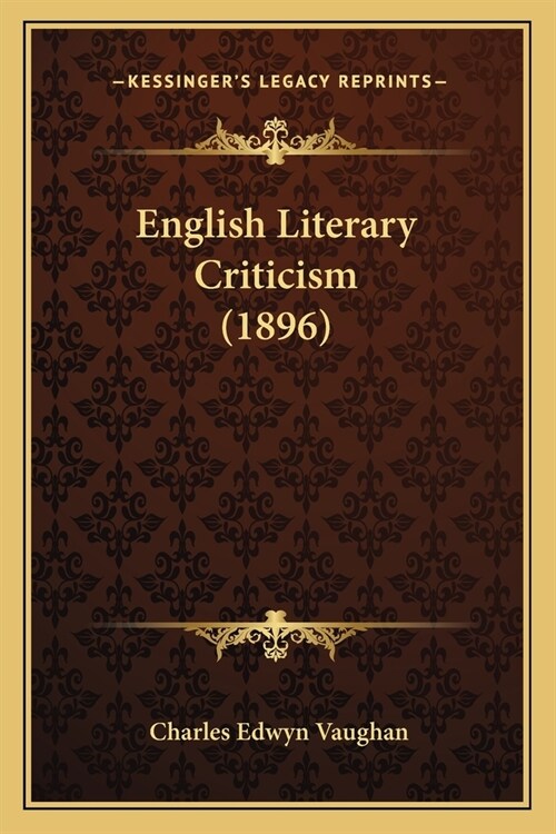 English Literary Criticism (1896) (Paperback)