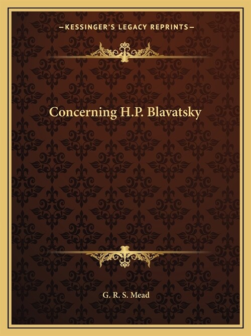 Concerning H.P. Blavatsky (Paperback)