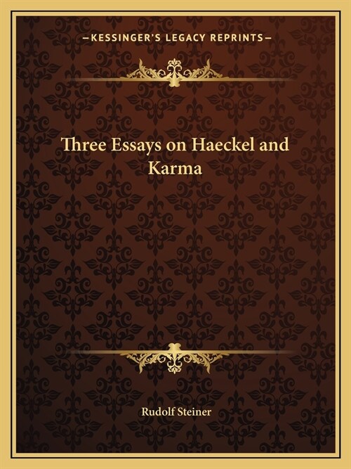 Three Essays on Haeckel and Karma (Paperback)